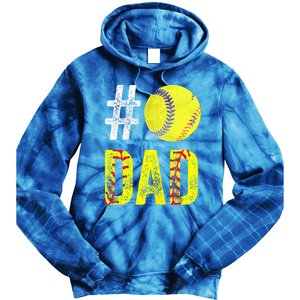 Fathers Day Gift Number One Softball Dad Cute Gift Tie Dye Hoodie