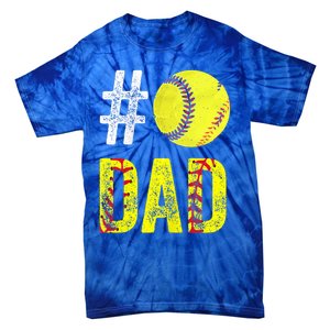 Fathers Day Gift Number One Softball Dad Cute Gift Tie-Dye T-Shirt