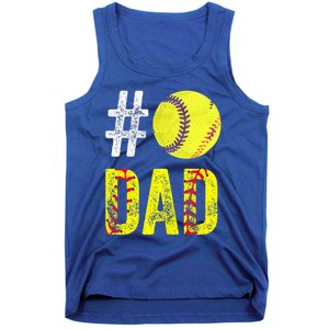 Fathers Day Gift Number One Softball Dad Cute Gift Tank Top