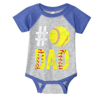 Fathers Day Gift Number One Softball Dad Cute Gift Infant Baby Jersey Bodysuit