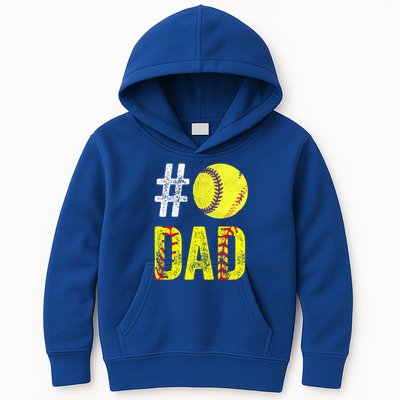 Fathers Day Gift Number One Softball Dad Cute Gift Kids Hoodie