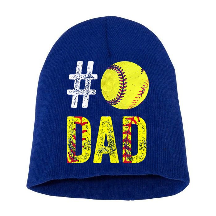 Fathers Day Gift Number One Softball Dad Cute Gift Short Acrylic Beanie