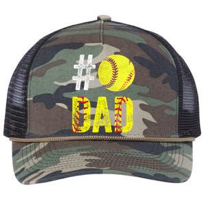 Fathers Day Gift Number One Softball Dad Cute Gift Retro Rope Trucker Hat Cap