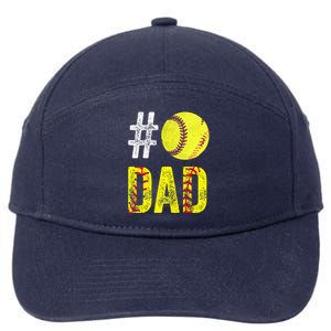 Fathers Day Gift Number One Softball Dad Cute Gift 7-Panel Snapback Hat