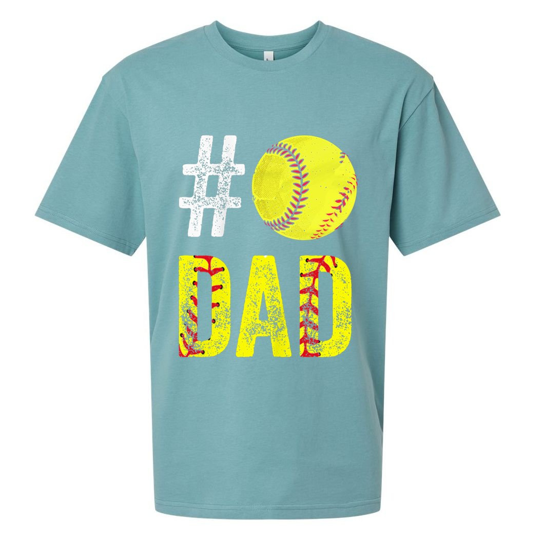 Fathers Day Gift Number One Softball Dad Cute Gift Sueded Cloud Jersey T-Shirt