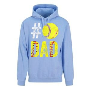 Fathers Day Gift Number One Softball Dad Cute Gift Unisex Surf Hoodie