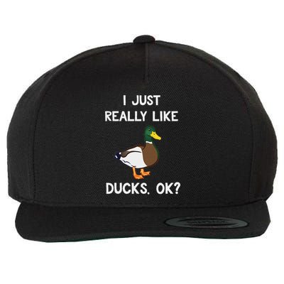 Funny Duck Gift For Duck Lovers I Just Really Like Ducks Ok Wool Snapback Cap