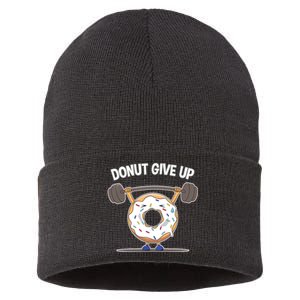 Funny Donut Give Up Weight Lifting Workout Funny Donut Gift Sustainable Knit Beanie