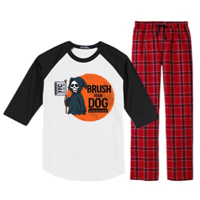 Funny Dog Groomer ,Brush Your Dog Grooming Reaper Halloween Raglan Sleeve Pajama Set