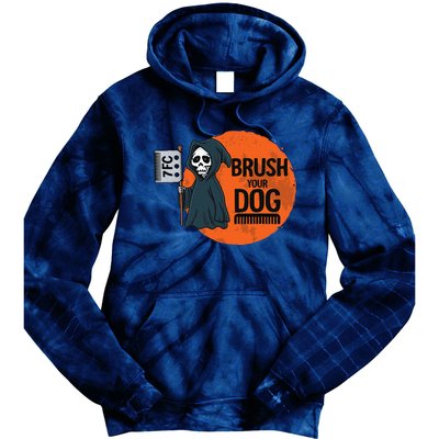 Funny Dog Groomer ,Brush Your Dog Grooming Reaper Halloween Tie Dye Hoodie