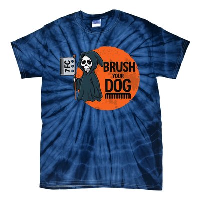 Funny Dog Groomer ,Brush Your Dog Grooming Reaper Halloween Tie-Dye T-Shirt