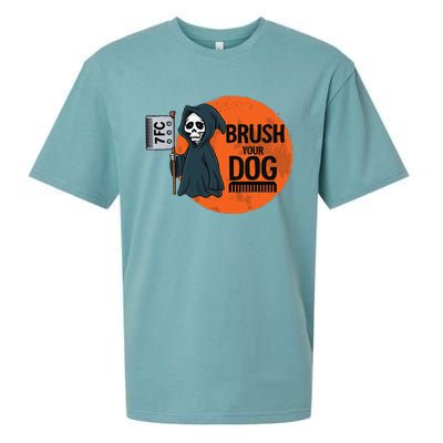 Funny Dog Groomer ,Brush Your Dog Grooming Reaper Halloween Sueded Cloud Jersey T-Shirt