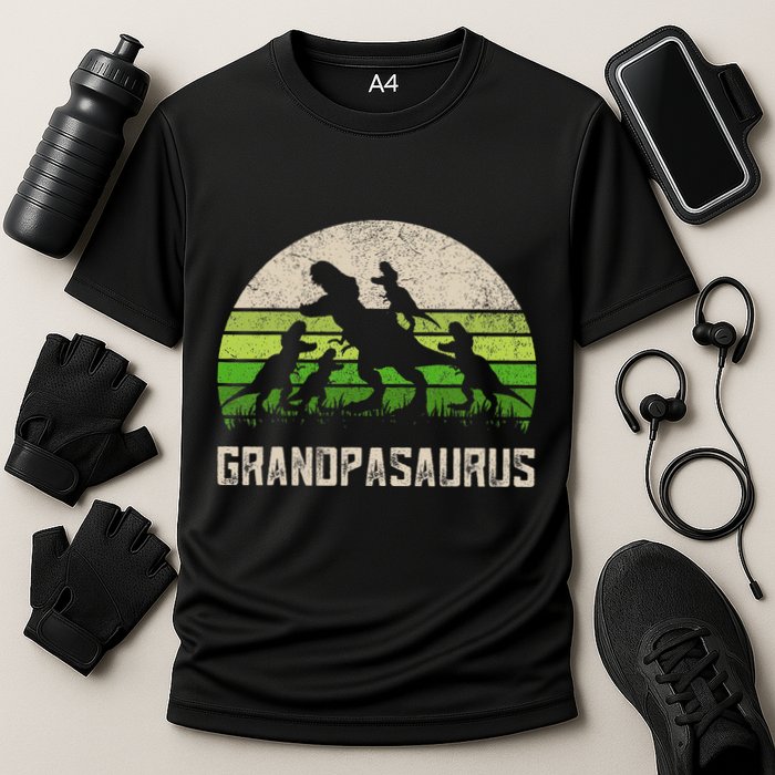 Fathers Day Grandpa Grandpasaurus Dinosaur Cooling Performance Crew T-Shirt