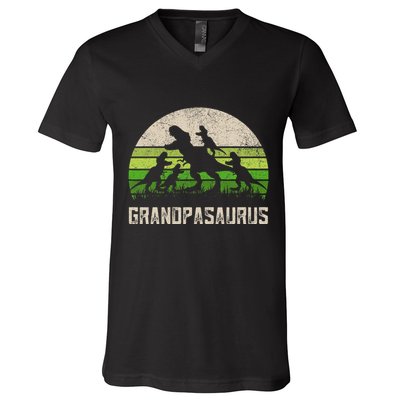 Fathers Day Grandpa Grandpasaurus Dinosaur V-Neck T-Shirt