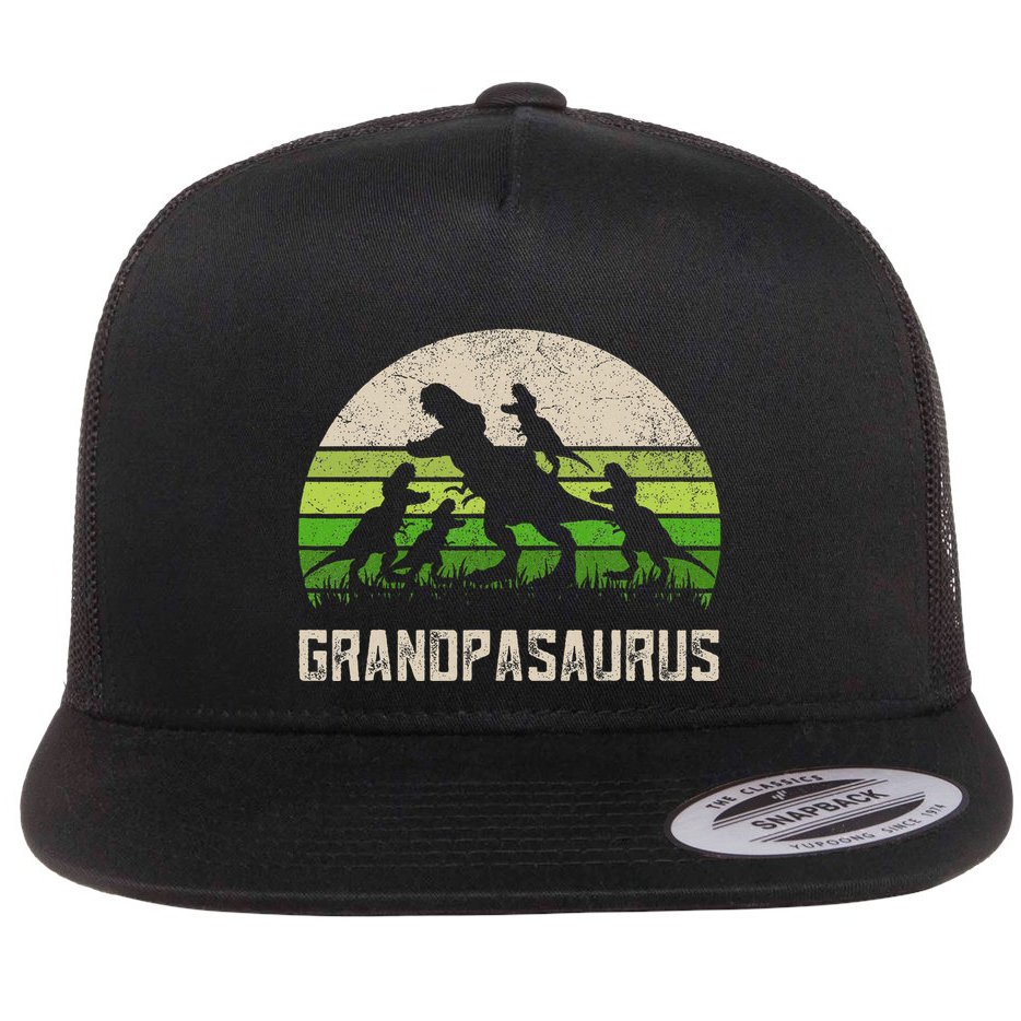 Fathers Day Grandpa Grandpasaurus Dinosaur Flat Bill Trucker Hat