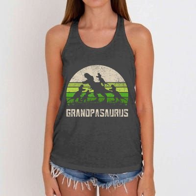Fathers Day Grandpa Grandpasaurus Dinosaur Women's Knotted Racerback Tank
