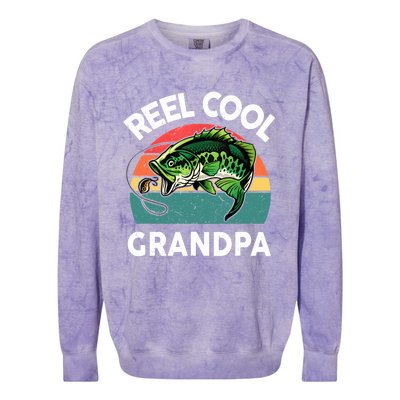 Fathers Day Gift Reel Cool Grandpa Dad Papa Poppop Fishing Colorblast Crewneck Sweatshirt