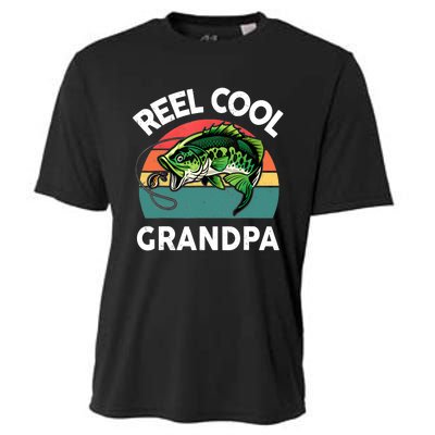 Fathers Day Gift Reel Cool Grandpa Dad Papa Poppop Fishing Cooling Performance Crew T-Shirt