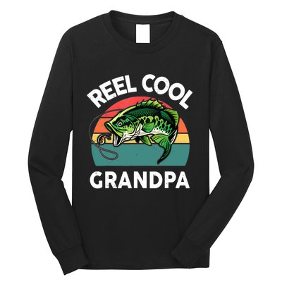 Fathers Day Gift Reel Cool Grandpa Dad Papa Poppop Fishing Long Sleeve Shirt