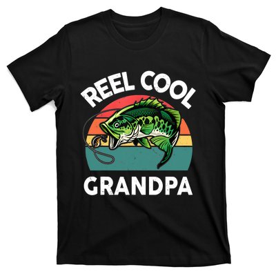 Fathers Day Gift Reel Cool Grandpa Dad Papa Poppop Fishing T-Shirt