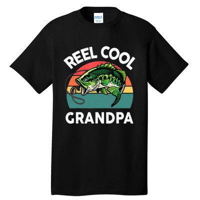 Fathers Day Gift Reel Cool Grandpa Dad Papa Poppop Fishing Tall T-Shirt