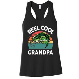 Fathers Day Gift Reel Cool Grandpa Dad Papa Poppop Fishing Women's Racerback Tank