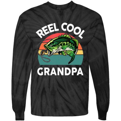 Fathers Day Gift Reel Cool Grandpa Dad Papa Poppop Fishing Tie-Dye Long Sleeve Shirt