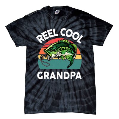 Fathers Day Gift Reel Cool Grandpa Dad Papa Poppop Fishing Tie-Dye T-Shirt