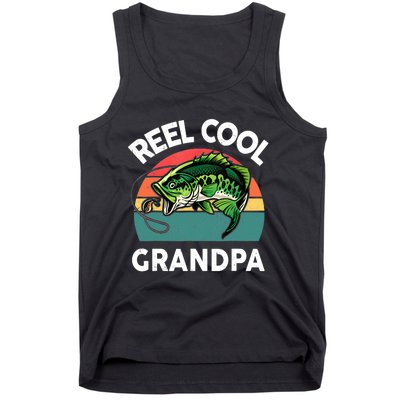 Fathers Day Gift Reel Cool Grandpa Dad Papa Poppop Fishing Tank Top