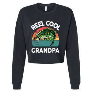 Fathers Day Gift Reel Cool Grandpa Dad Papa Poppop Fishing Cropped Pullover Crew