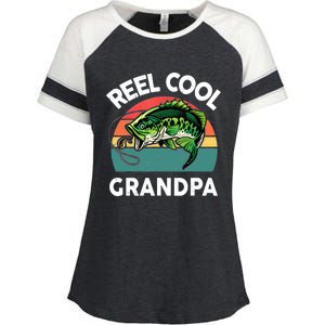 Fathers Day Gift Reel Cool Grandpa Dad Papa Poppop Fishing Enza Ladies Jersey Colorblock Tee