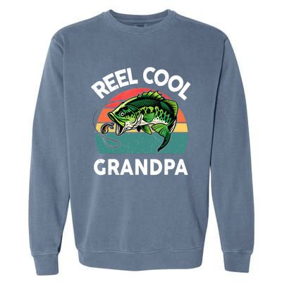 Fathers Day Gift Reel Cool Grandpa Dad Papa Poppop Fishing Garment-Dyed Sweatshirt