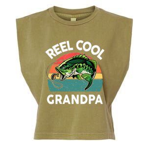 Fathers Day Gift Reel Cool Grandpa Dad Papa Poppop Fishing Garment-Dyed Women's Muscle Tee