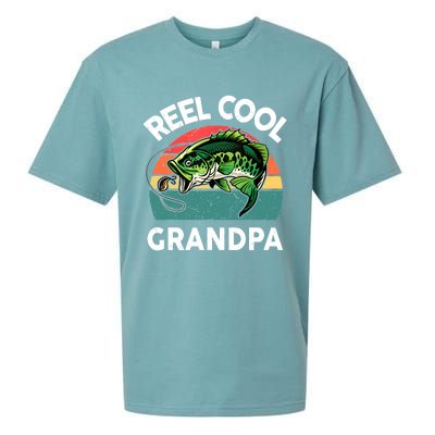 Fathers Day Gift Reel Cool Grandpa Dad Papa Poppop Fishing Sueded Cloud Jersey T-Shirt