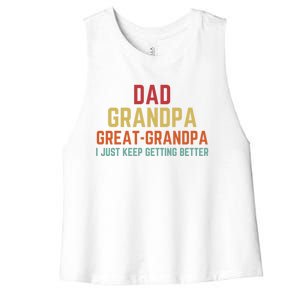 Fathers Day Gift From Grand Dad Grandpa Great Grandpa Gift Women's Racerback Cropped Tank