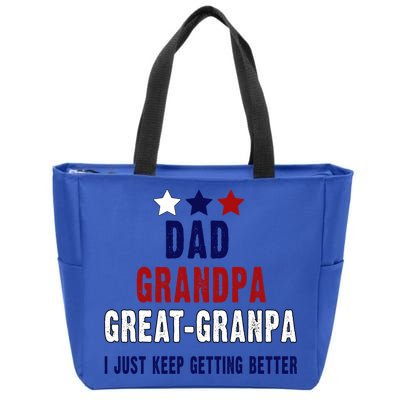 Fathers Day Gift From Grand Dad Grandpa Great Grandpa Gift Zip Tote Bag