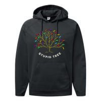 Funny Disc Golf Ultimate Frisbee Tree Game Stupid Trees Performance Fleece Hoodie