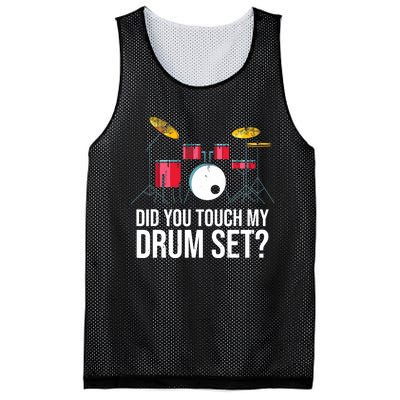 Funny Drummer Gift Did You Touch My Drum Set Drums Mesh Reversible Basketball Jersey Tank