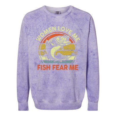 Fathers Day Gift Women Love Fish Fear Papa Funny Dad Fishing Colorblast Crewneck Sweatshirt