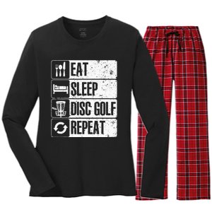 Funny Disc Golf Art For Golf Player Disc Golfers Women's Long Sleeve Flannel Pajama Set 