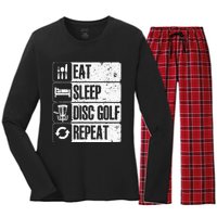 Funny Disc Golf Art For Golf Player Disc Golfers Women's Long Sleeve Flannel Pajama Set 