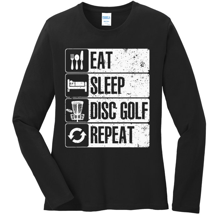 Funny Disc Golf Art For Golf Player Disc Golfers Ladies Long Sleeve Shirt