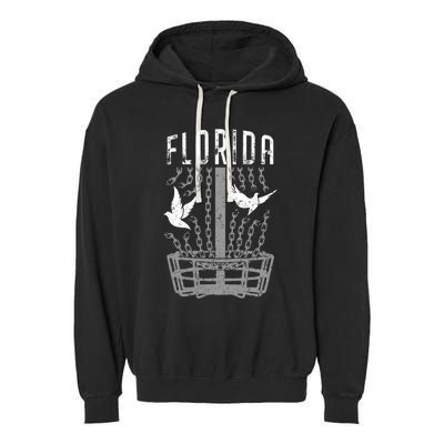 Florida Disc Golf Player Breaking Chains Birdie Gift Garment-Dyed Fleece Hoodie