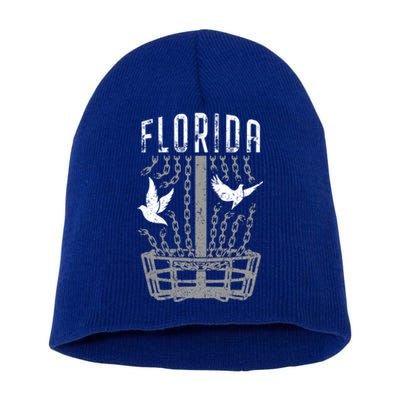 Florida Disc Golf Player Breaking Chains Birdie Gift Short Acrylic Beanie