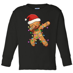 Festive Dabbing Gingerbread Christmas Tree Toddler Long Sleeve Shirt