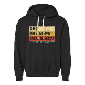 Fathers Day Gift From Grandkids Dad Grandpa Great Grandpa Garment-Dyed Fleece Hoodie