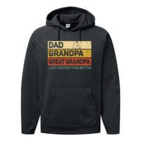 Fathers Day Gift From Grandkids Dad Grandpa Great Grandpa Performance Fleece Hoodie