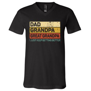 Fathers Day Gift From Grandkids Dad Grandpa Great Grandpa V-Neck T-Shirt