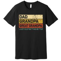 Fathers Day Gift From Grandkids Dad Grandpa Great Grandpa Premium T-Shirt