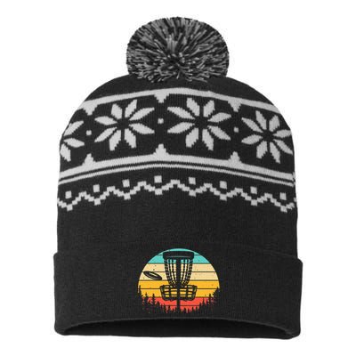 Funny Disc Golf Art For Vintage Disc Golfer Lovers USA-Made Snowflake Beanie